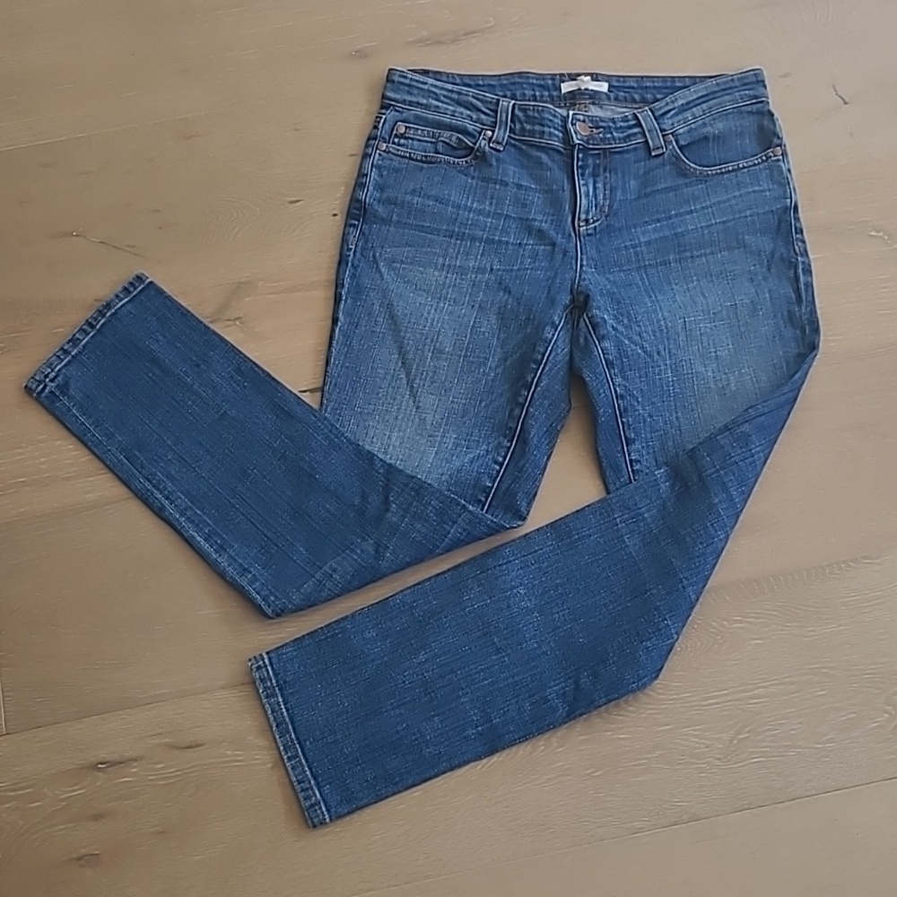 Eileen Fisher Jeans Women's sz 4 Petite Straight Leg Mid Rise Denim Jeans